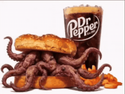 Sandwich With Octopus Tentacles And Dr Pepper GIF