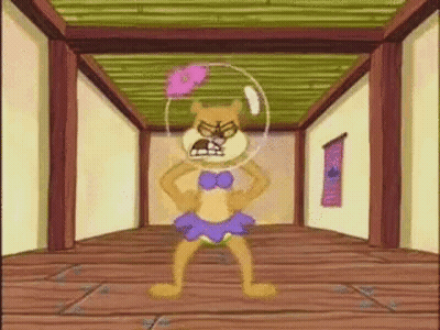 Sandy Cheeks With Hands On Hips And Flower In Hair GIF