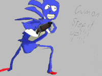 Sanic Running With A Gun GIF