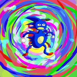 Sanic With Colorful Spiral Background GIF