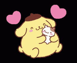 Sanrio Pompompurin Hugs Mouse GIF