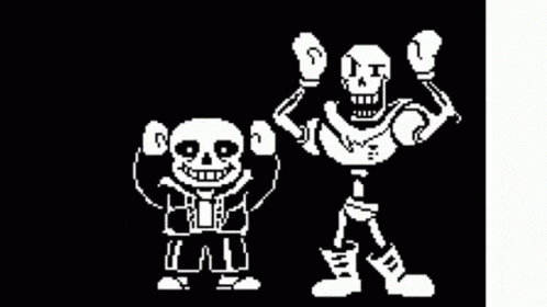 Sans And Papyrus Are Standing Next To Each Other In A Pixel Art Style . GIF