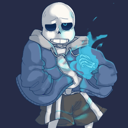 Sans Holding Blue Flame Graphic Art Animation GIF