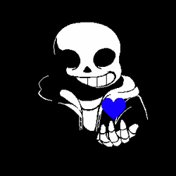 Sans Holding Blue Heart Fan Art GIF