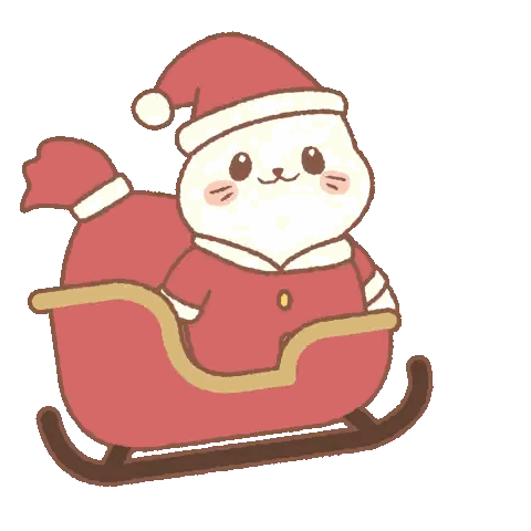 Santa Cat Riding Sled Sticker