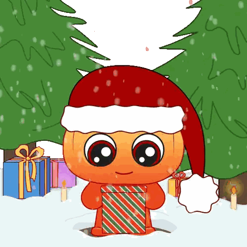 Santa Character Holding Present Sticker