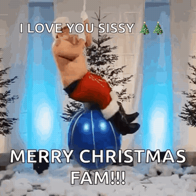 Santa Christmas Card On Blue Ball GIF