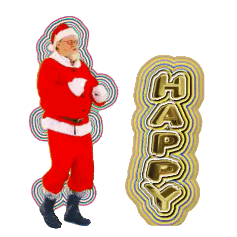 Santa Claus Dancing Next To A Sticker