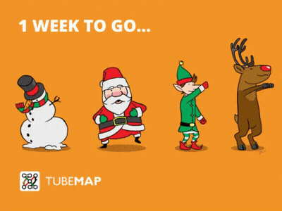 Santa Claus Elf And Reindeer Saying 1 Week To Go GIF