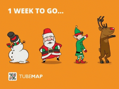 Santa Claus Elf Reindeer Snowman 1 Week To Go GIF
