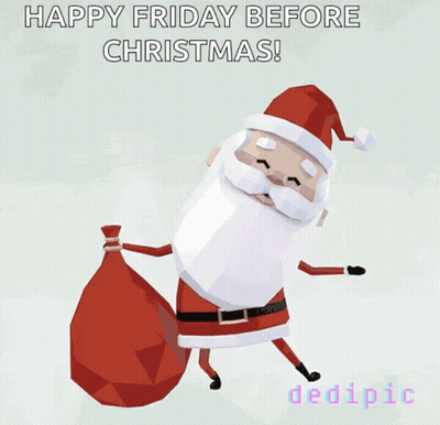 Santa Claus Holding Bag Saying Happy Friday Before Christmas GIF
