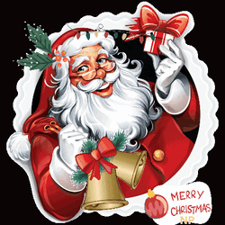 Santa Claus Holding Bells Christmas Card GIF