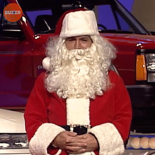Santa Claus In Front Of Red Car Buzzr GIF