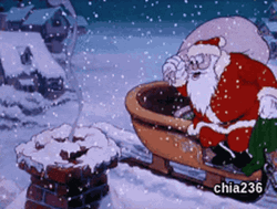 Santa Claus Jumped Inside Chimney GIF
