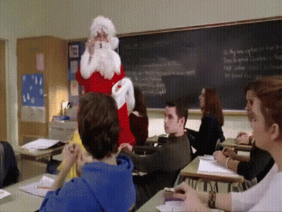 Santa Claus Man In Front Of Classroom GIF