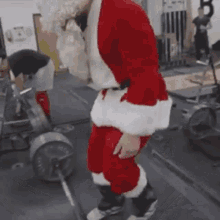 Santa Claus Mascot Doing Deadlift GIF