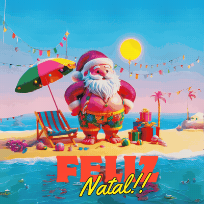 Santa Claus On Beach Feliz Natal GIF