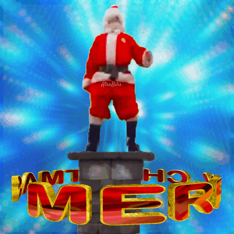 Santa Claus On Chimney Saying Mer GIF