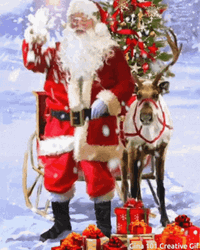 Santa Claus Palm Releasing Snow GIF