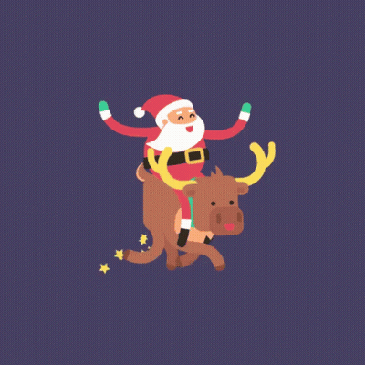Santa Claus Riding Reindeer Arms Outstretched