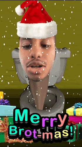 Santa Hat Man Toilet Saying Merry Brot-Mas GIF