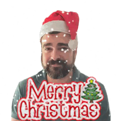 Santa Hat Man With Merry Christmas Sticker