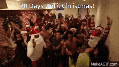 Santa Hats Dancing 20 Days Until Christmas GIF