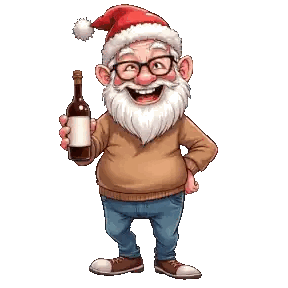 Santa Holding Wine Bottle Sticker