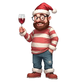 Santa Holding Wine Glass Sticker