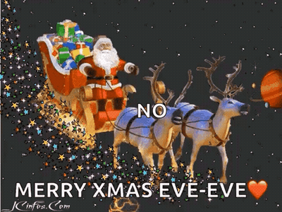 Santa In Sleigh Pulled By Two Reindeer GIF