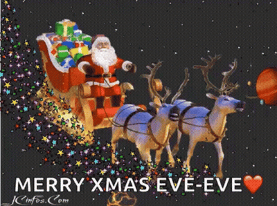 Santa In Sleigh With Two Reindeer GIF