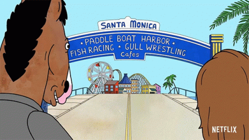 Santa Monica Paddle Boat Harbor Gull Wrestling Cafes GIF
