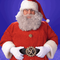 Santa Nodding While Holding His Belt GIF