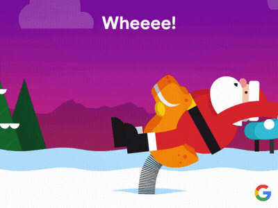 Santa Running In Snow Saying Weeee GIF