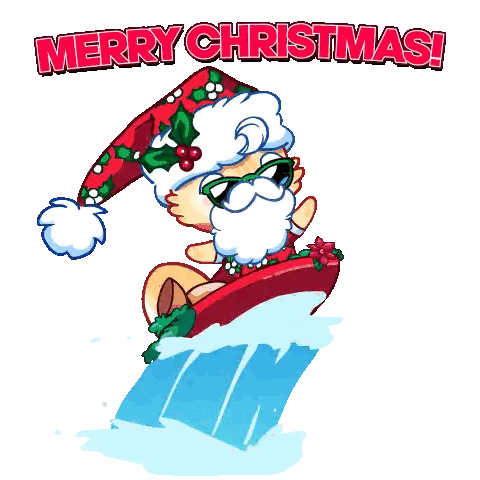 Santa Surfboard Christmas Sticker