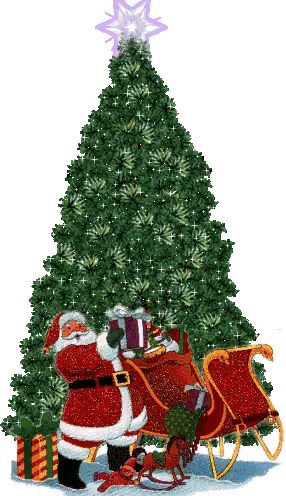 Santa Under Christmas Tree Sticker