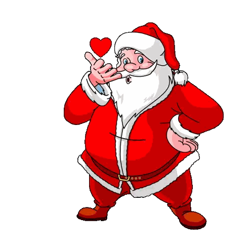 Santa With Red Heart Sticker
