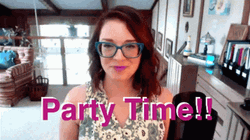 Sara Campbell Shaking Head Party Time GIF
