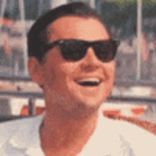 Sarcastic Laugh Sunglasses Leonardo DiCaprio GIF