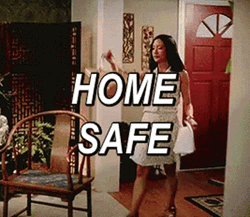 Sassy Lady Home Safe Hands Up GIF