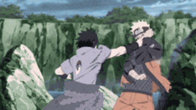 Sasuke And Naruto Are Fighting Each Other In A Cartoon GIF