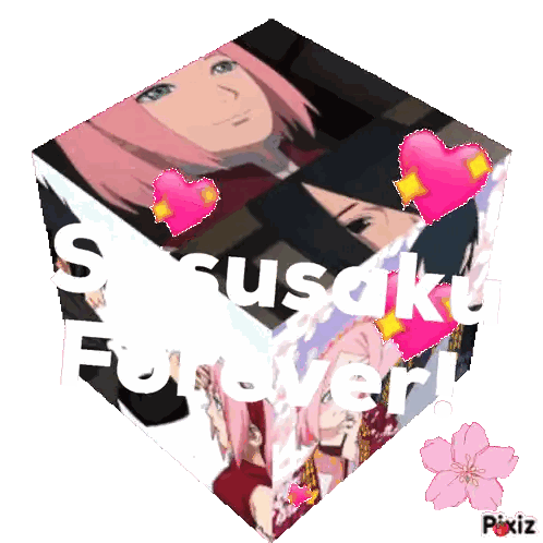 Sasuke And Sakura Cube With Sasuke Forever Sticker