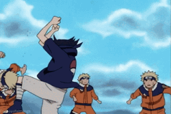 Sasuke Fighting Three Naruto GIF