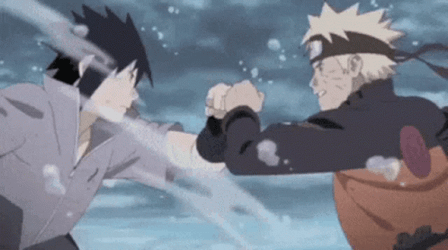 Sasuke Naruto Clashing GIF