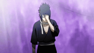 Sasuke Uchiha From Naruto Is Covering His Eyes With His Hand . GIF