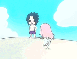Sasusaku Sasuke Sakura Beach Couple Chibi GIF