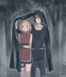 Sasusaku Sasuke Sakura Rain Waiting GIF