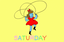 Saturday Animated Girl Jumping Rope GIF