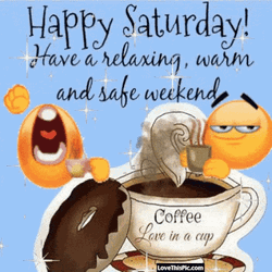 Saturday Morning Emojis Drinking A Hot Coffee GIF