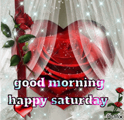 Saturday Morning Red Rose Inside A Heart GIF